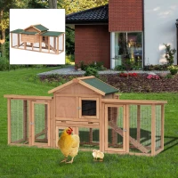 PawHut 80" Large Wooden Chicken Coop Backyard Hen Cage House Poultry w/ Nesting Box Run - Brown(m-2)