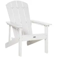 Outsunny Adirondack Chair, HDPE Fire Pit Chair, Weather Resistant Outdoor Chair for Patio, Garden, Backyard, Lawn, White(m-1)