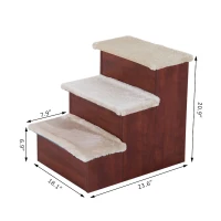 PawHut 3 Step Portable Pet Stairs Ramp Easy Climb Step with Storage Compartments(m-3)