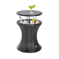 Outsunny Outdoor Patio Rattan Wicker Side Table Ice Bucket Cooler(m-5)