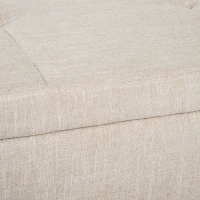 HOMCOM 42" Rectangular Storage Ottoman Bench, Linen Fabric Coffee Table Ottoman with Removable Tray for Living Room, Entryway, or Bedroom, Cream White(m-11)