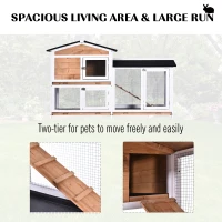PawHut Wooden 2-Tier Rabbit Hutch with Outdoor Run and Ramp, Spacious Backyard Bunny Cage, Small Animal House(m-4)