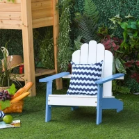 Outsunny Kids Adirondack Chair Wooden Classic Lounge Indoor for Backyard Deck Beach Garden Room 20" x 19.75" x 20.75" Blue(m-7)