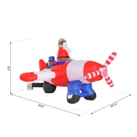 HomCom 8' Outdoor Animated Christmas Inflatable Pilot Santa in Propeller Plane(m-3)