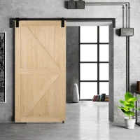 HOMCOM 7' H x 3.5' W Sturdy Sliding Barn Door, Unfinished Solid Spruce Wood Frame with Pre-Drilled Holes(m-2)