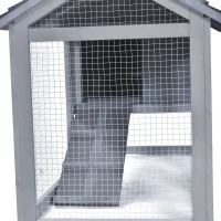 PawHut 59" Solid Wood Enclosed Outdoor Backyard Chicken Coop Kit with Nesting Box - Grey(m-10)
