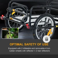 Aosom Camping Cart Outdoor Wanderer Folding Bicycle Storage Cart Cargo and Luggage Trailer with Hitch - Black(m-5)
