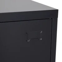 HomCom 36" Counter Height Metal Locking Storage Cabinet with 2 Adjustable Shelves - Black(m-13)