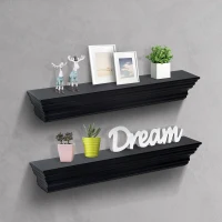 HomCom 24” 2 Piece Modern Floating Shelf Wall Mount Bookshelf - Black(m-2)