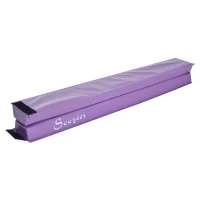Soozier 8' Folding Stable PU Leather Gymnastics Floor Balance Beam - Purple(m-7)
