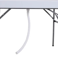 Outsunny Folding Table Fish Fillet Camping Picnic Outdoor Gardening Table w/ Sink - White(m-7)