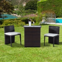 Outsunny 3 Piece Outdoor Patio Rattan Wicker Table and Chair Nesting Furniture Set(m-3)