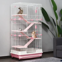 PawHut 6-level Indoor Rabbit Enclosure Small Animal Hutch Pink(m-2)