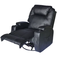 HOMCOM Faux Leather Heated Massage Recliner Chair with Remote - Black(m-5)