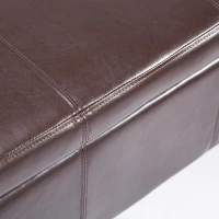 HOMCOM 42” Faux Leather Storage Ottoman Bench Organizer Chest Rectangular Footstool with Hinged Lid - Rich Coffee Brown(m-6)