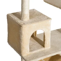 Pawhut 60” Multi-Scratcher Scratching Post Cat Tree – Beige(m-9)
