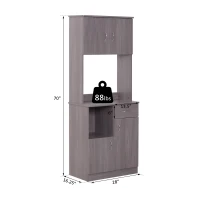 HomCom 70” Modern Free Standing Kitchen Pantry Storage Cabinet - Dark Grey Wood Grain(m-3)