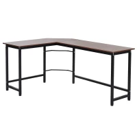 Vinsetto Wood Metal Modern L-Shape Corner Computer Desk - Walnut(m-4)