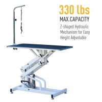 Pawhut 42.5" x 23.6" Height Adjustable Z-Lift Hydraulic Pet Dog Cat Grooming Table w/ Arm and Noose(m-6)