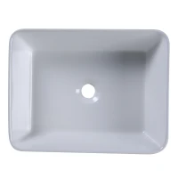kleankin Rectangular Vessel Sink Above Counter Art Basin Porcelain Ceramic Bathroom Vanity Sink - Matte White(m-4)