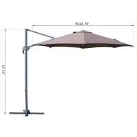 Outsunny 10' Hanging Tilt Offset Cantilever Patio Umbrella with 6-Level Adjustable Angle, Base Stand, UV Fighting Canopy, & 360° Rotation, Coffee(m-7)