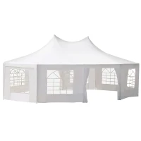 Outsunny 29' x 20' Large 10-Wall Social Event Wedding Reception Castle Gazebo Canopy Tent - White(m-1)