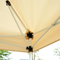 9.7' Square Outdoor Pop-Up Party Tent Patio Gazebo with Netting & Shade Canopy, Tan - Ideal for Gatherings & Events(m-3)