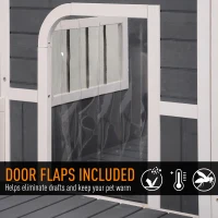 PawHut Large Wooden Dog House, Grey - Spacious Shelter for Pets, Perfect for Porch or Deck, 59" L(m-4)