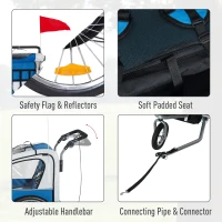 Aosom Elite Double Baby Bike Trailer Stroller Child Bicycle Jogger Swivel Wheel - Blue and Gray(m-7)