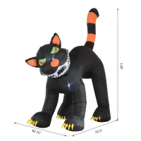 HOMCOM 10’ Lighted Inflatable Outdoor Halloween Yard Decoration - Animated Black Cat(m-3)