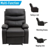 HomCom PU Leather Traditional Manual Recliner Chair - Black(m-4)