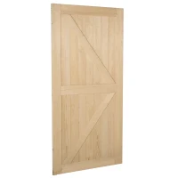 HOMCOM 7' H x 3.5' W Sturdy Sliding Barn Door, Unfinished Solid Spruce Wood Frame with Pre-Drilled Holes(m-1)