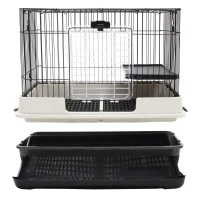 PawHut 32" Indoor Rabbit Cage Small Animal House Habitat with Wheels(m-8)