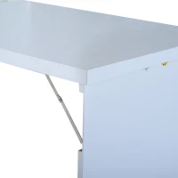 HomCom Wall Mounted Folding Table Computer Desk with Bookshelf Home Office Convertible Folding Storage Writing Table - White(m-12)