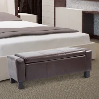 HOMCOM 42” Faux Leather Storage Ottoman Bench Organizer Chest Rectangular Footstool with Hinged Lid - Rich Coffee Brown(m-3)