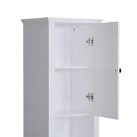 Open Box HomCom 67" Wood Free Standing Bathroom Linen Tower Storage Cabinet - White(m-12)