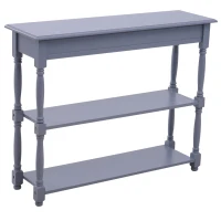 HomCom 40"W Modern Country Pine 3 Tier Wooden Entryway Console Table - Grey(m-2)