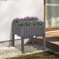 Outsunny Elevated Garden Planter - Durable Plastic Flower Bed for Vegetables, Herbs, and Flowers - Easy Assembly(m-1)