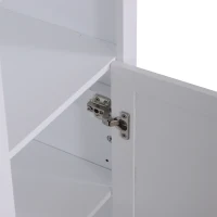 Open Box HomCom 67" Wood Free Standing Bathroom Linen Tower Storage Cabinet - White(m-3)