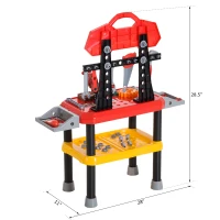 Qaba 74 Piece Kids Portable Pretend Play Toy Tool Workshop Bench Table Set with Shelf(m-3)