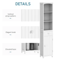 HomCom 67" Tall Colonial Style Free Standing Bathroom Storage Corner Cabinet - White(m-6)