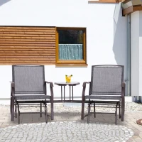 Outsunny Double Patio Glider with Tea Table, Tempered Glass, Outdoor Garden Loveseat - Relaxing Furniture for Couples(m-1)