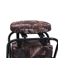Outsunny 19” 360 Degree Swivel Folding Travel Camping Stool with Storage Bag - Brown Camo(m-5)