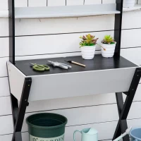 Outsunny Garden Potting Bench Table with Hidden Storage Box, Wood Outdoor Work Station with Open Top and Lower Shelf(m-8)