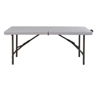 HomCom 4' Multipurpose Utility Center-Fold Folding Table w/ Carrying Handle - White Granite Top(m-2)