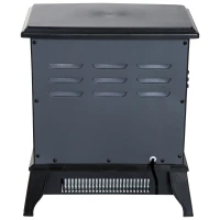 HomCom 16" 1500W Freestanding Indoor Electric Fireplace Heater - Black(m-9)