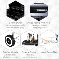 Outsunny Portable Charcoal Grill, 22" Steel BBQ for Camping & Backyard Cooking, Compact Design with Easy Carry Handle(m-4)