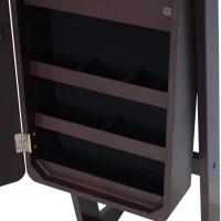 HOMCOM 58” Freestanding LED Jewelry Storage Cabinet Armoire with Full-Length Mirror Dark Coffee(m-9)