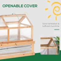 Outsunny 48" x 24" x 32.25" Elevated Planting Beds Garden Wooden Cold Frame Greenhouse Flower Planter Protection Wood(m-7)