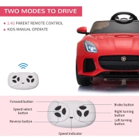 Aosom 12V Jaguar F-Type SVR Kids Battery Powered Ride On Car with Parent Remote Control - Red(m-5)